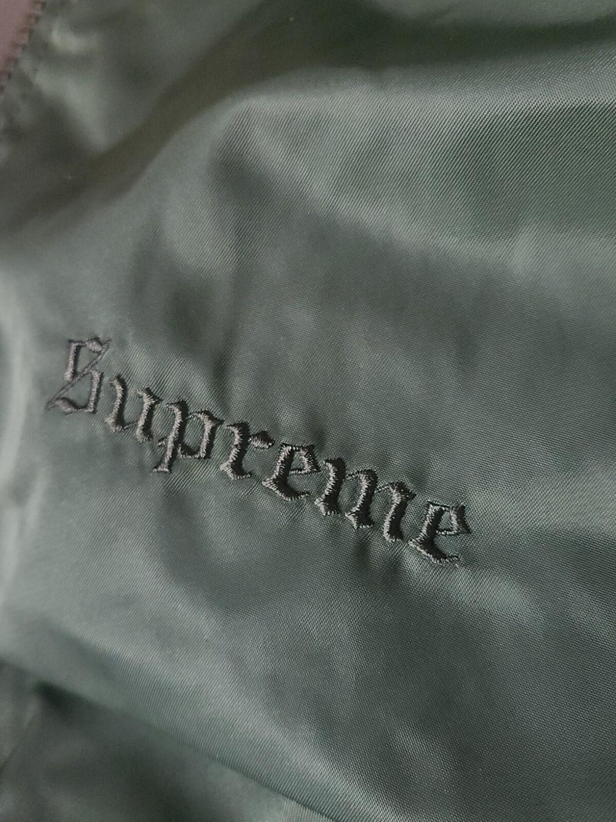 SS16 Supreme Reversible Checkered MA-1 jacket green bomber size M medium satin