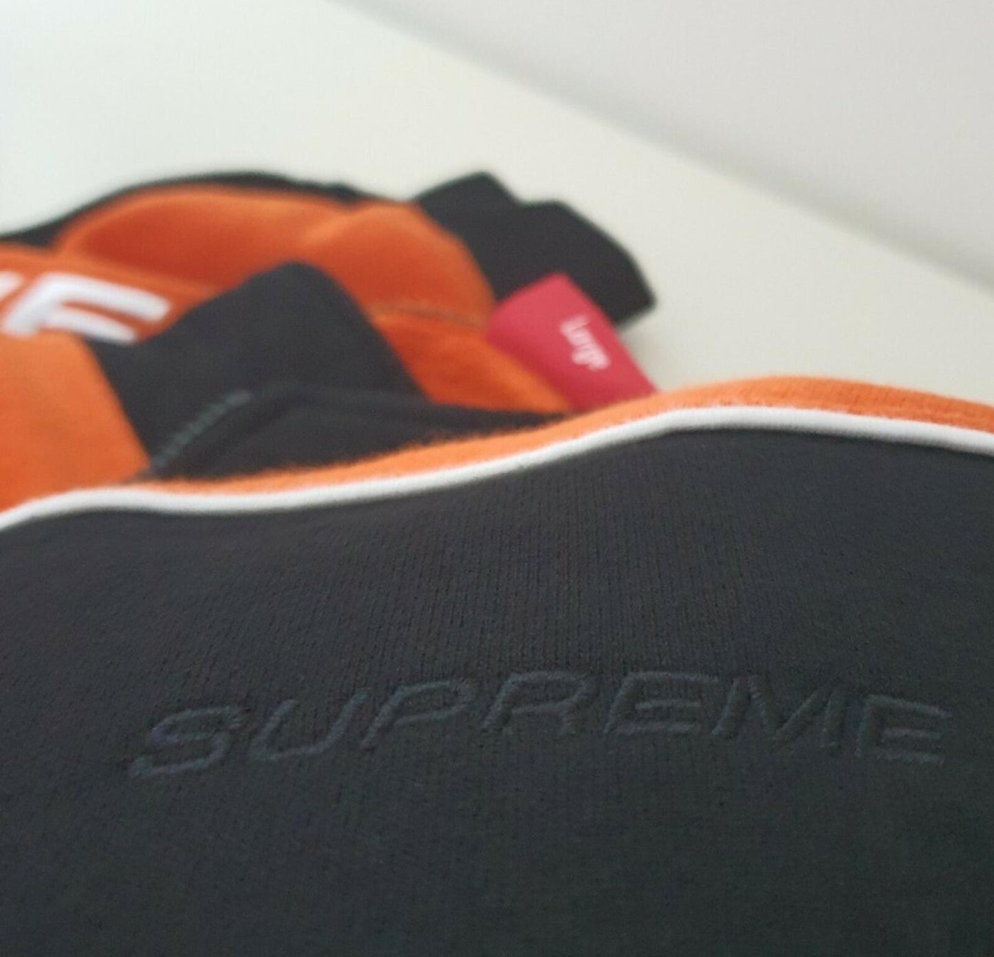 FW18 Supreme Sweatshirt Half-zip Speedway Black / Orange Crewneck size L large