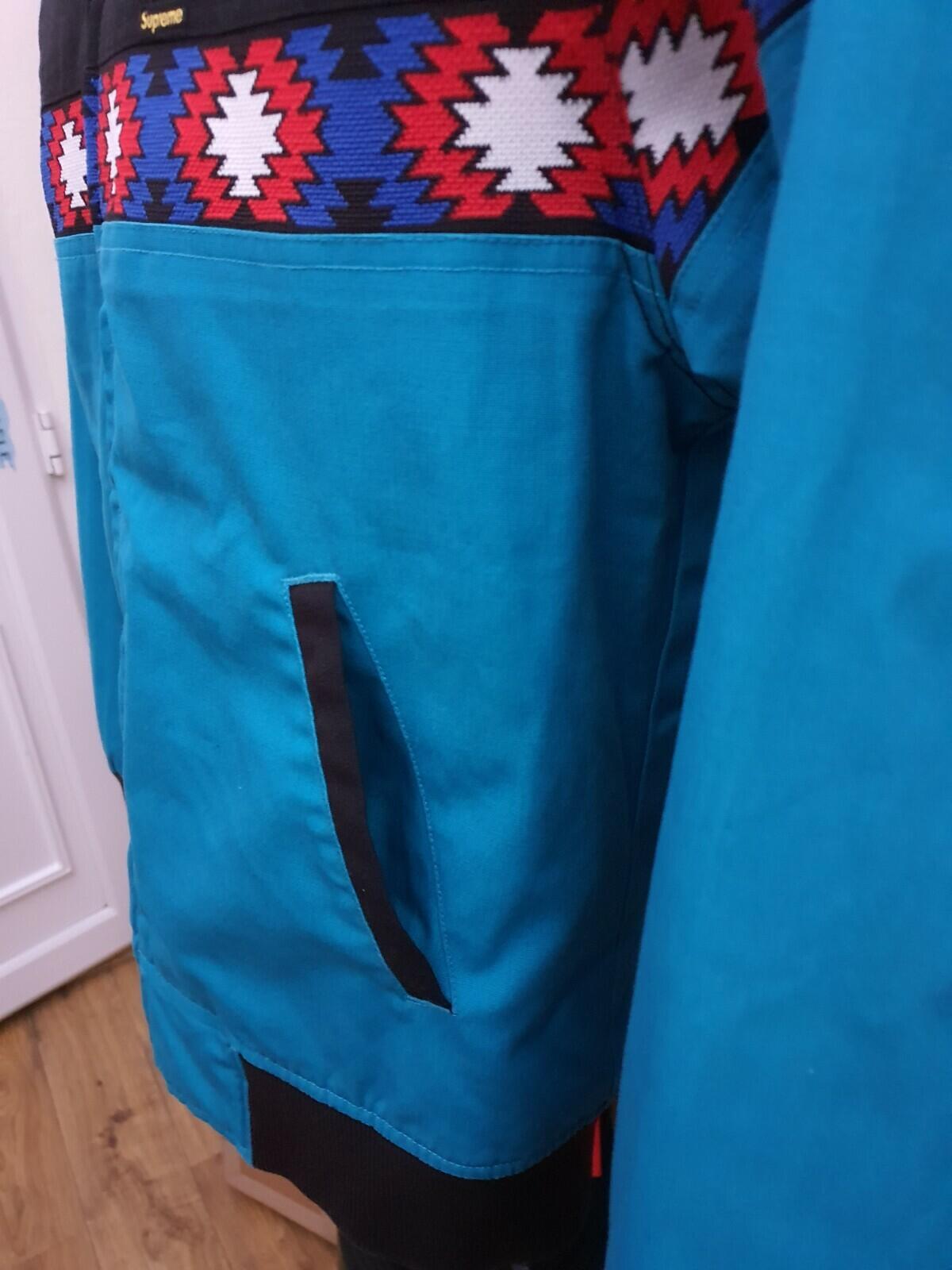 SS17 Supreme Trail jacket S small Teal small box logo Jacquard Graphic Rib Yoke