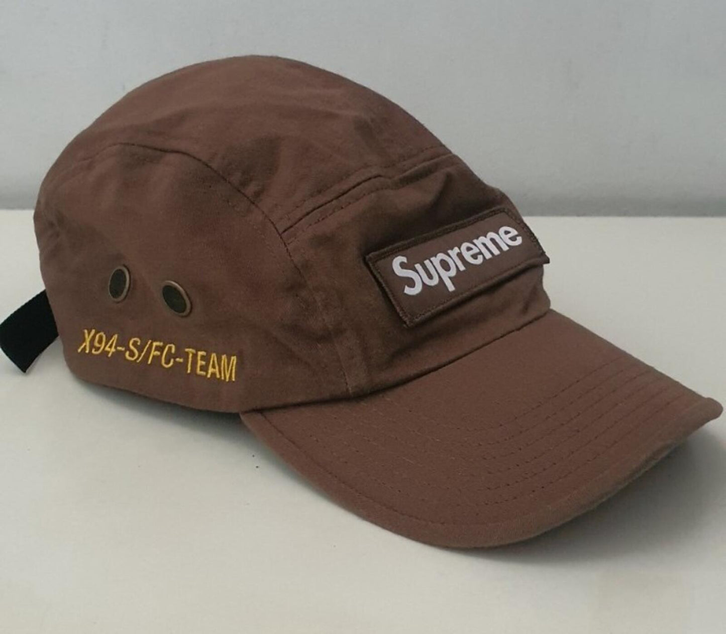 SS22 Supreme Military Camp Cap Hat Brown Box logo