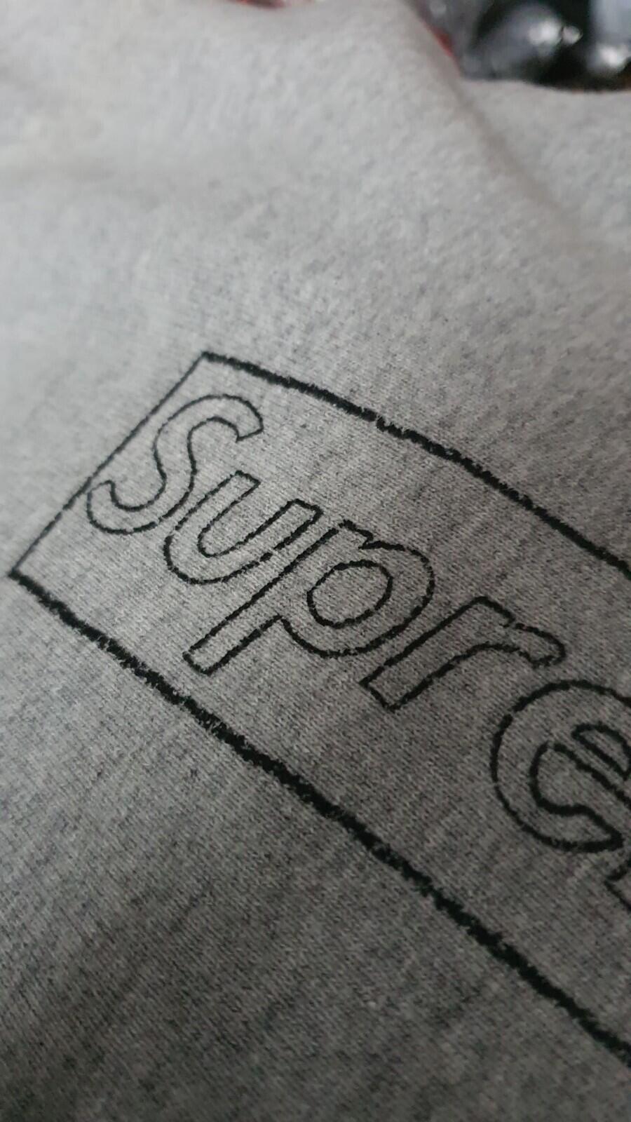 SS21 Supreme Kaws Chalk Logo Hooded Sweatshirt Heather Grey Size L