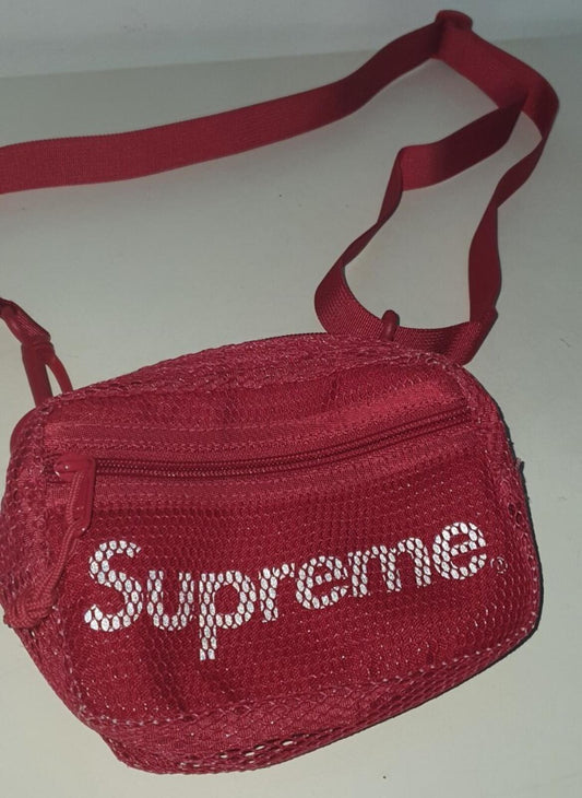 Bolso pequeño de hombro SS20 Supreme, color rojo, tela Cordura, malla, texto reflectante 3M