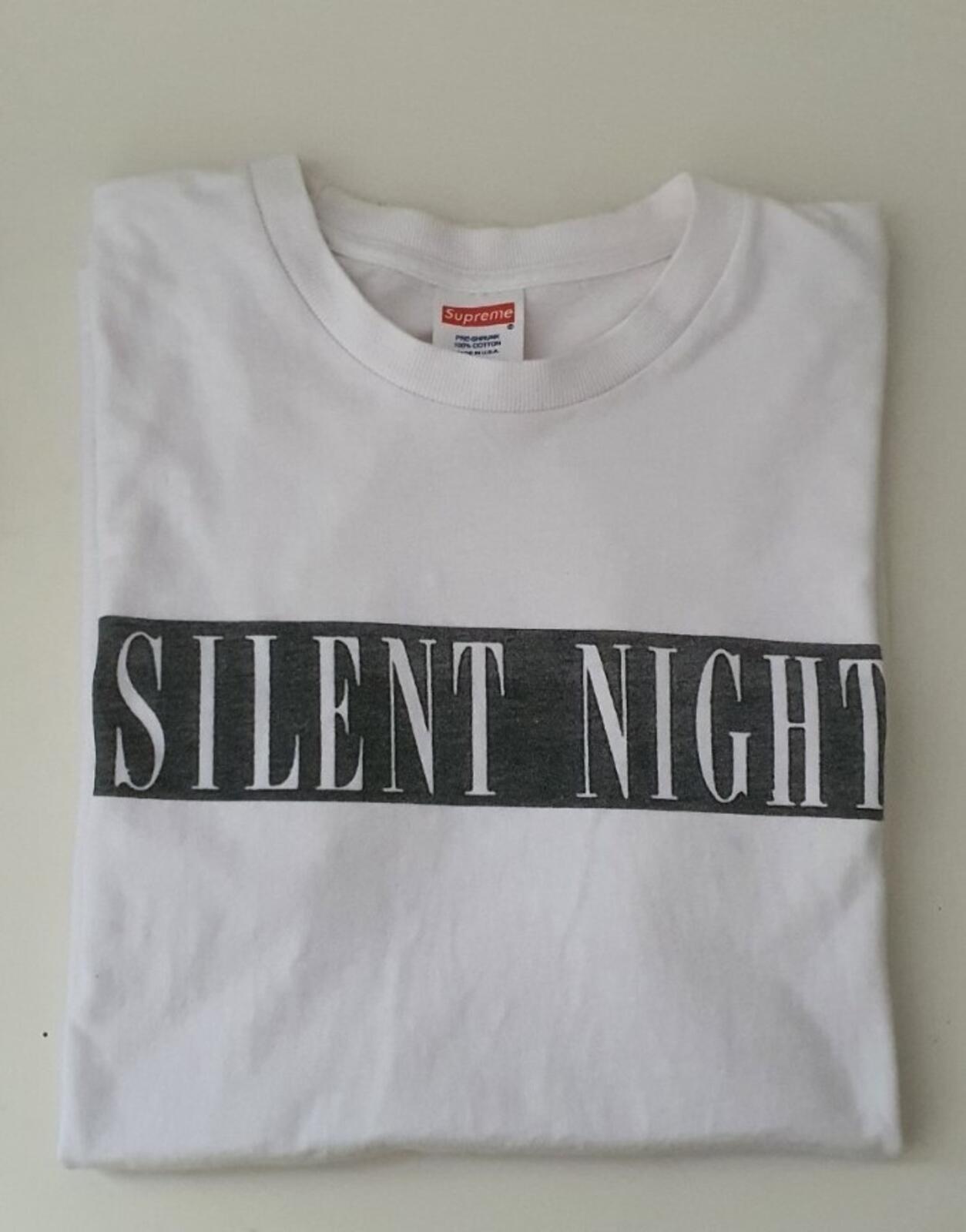 FW14 Supreme Silent Night Tee talla M mediana camiseta blanca Navidad Rara