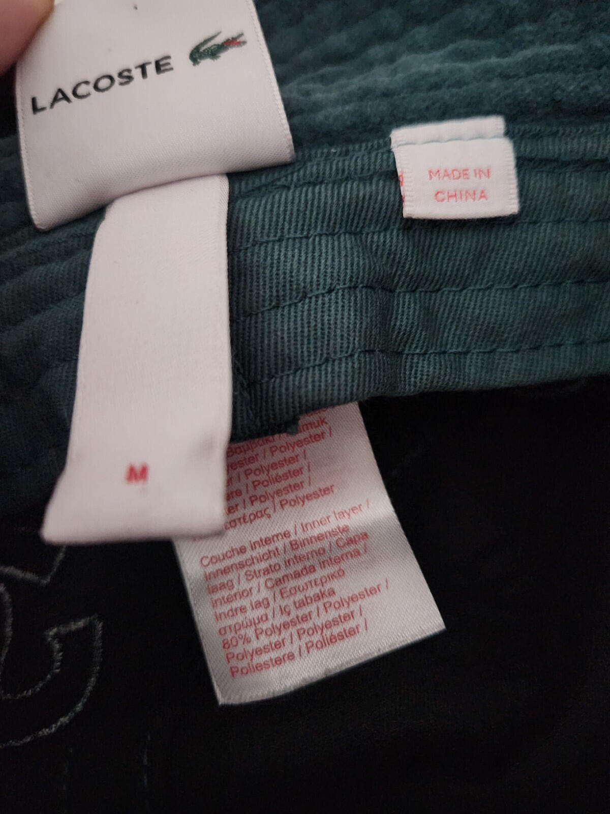 SS18 Supreme x Lacoste Velour crusher size M Medium Teal bucket hat