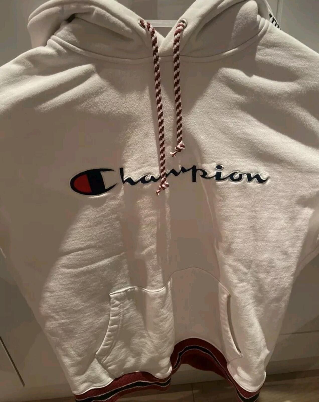 SS15 SUPREME x Champion Hooded Sweatshirt White Size L