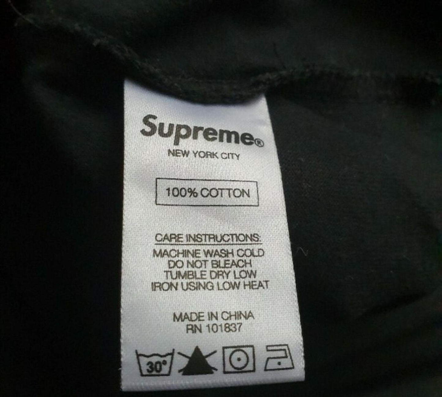 SS17 Supreme Acid wash arc logo l/s top size L large black long sleeve