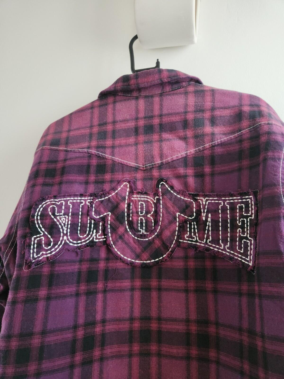 FW25 Supreme x True Religion Quilted Lined Plaid Flannel Shirt Purple Size M
