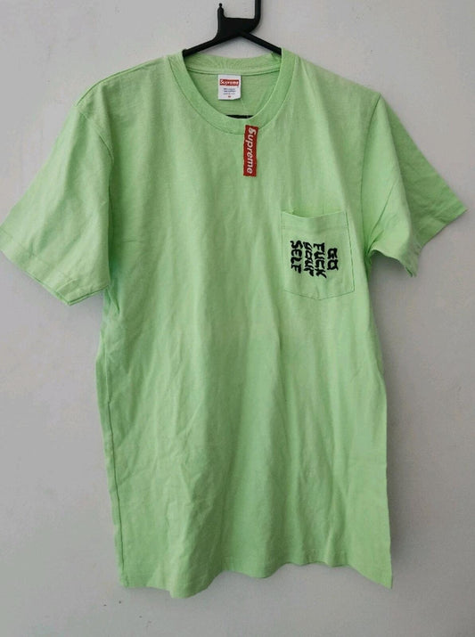 Camiseta de manga corta SS17 Supreme Go F uck Yourself Pocket Talla M mediana Color Verde Claro