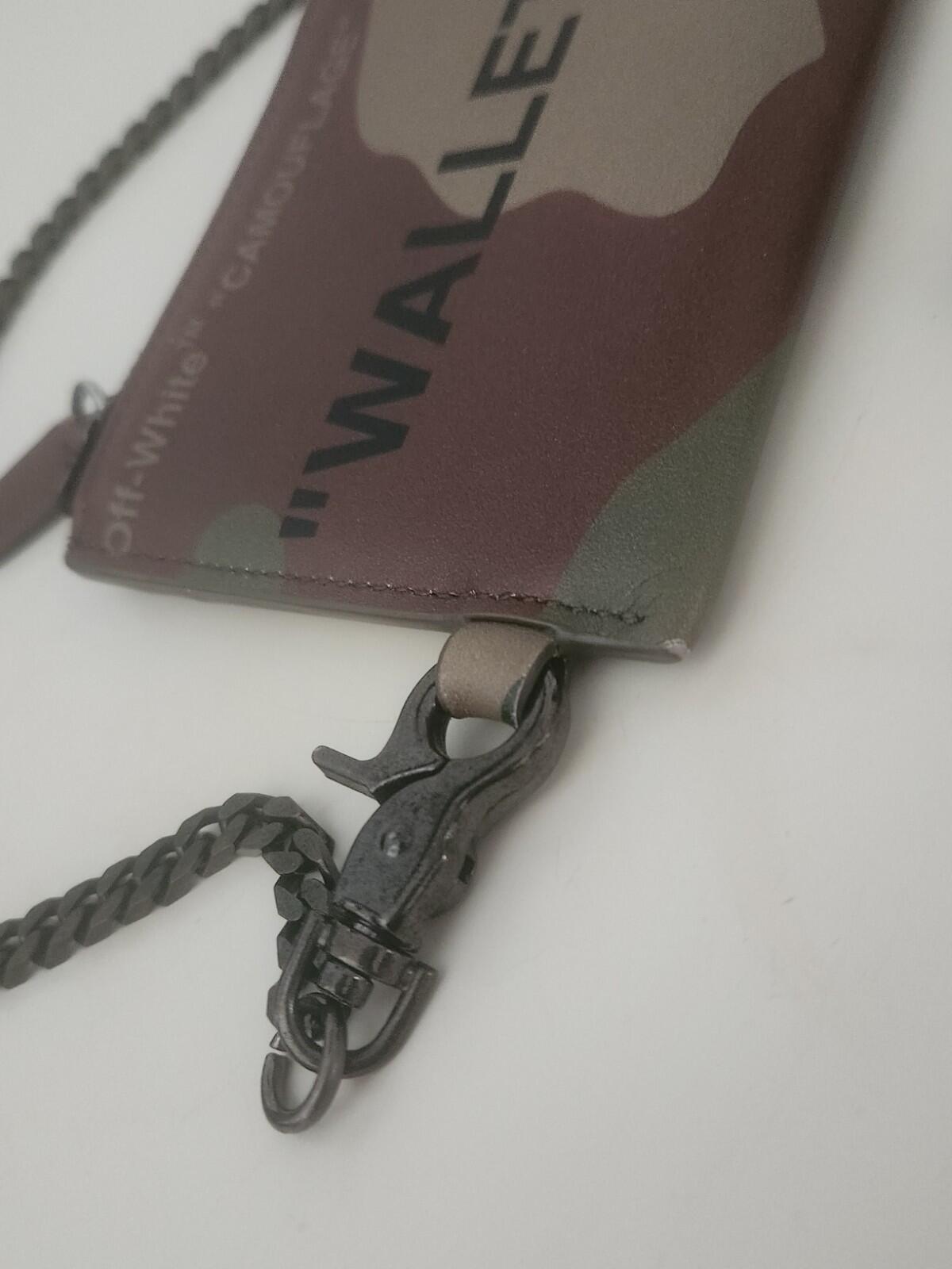SS19 OFF-WHITE Camouflage Quote Chain Wallet RRP €225 Leather Made In Italy Bag