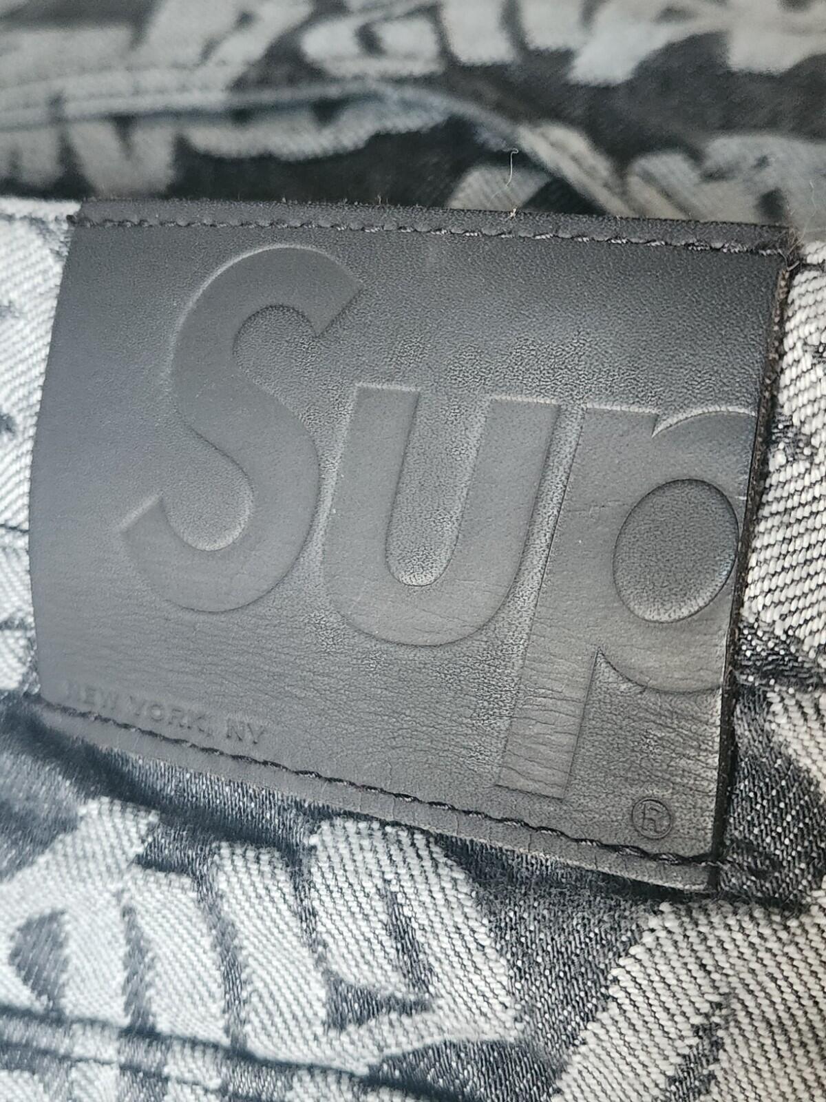 SS22 Supreme Fat Tip Jacquard Regular Jeans Black Size 32 W32 L31.5