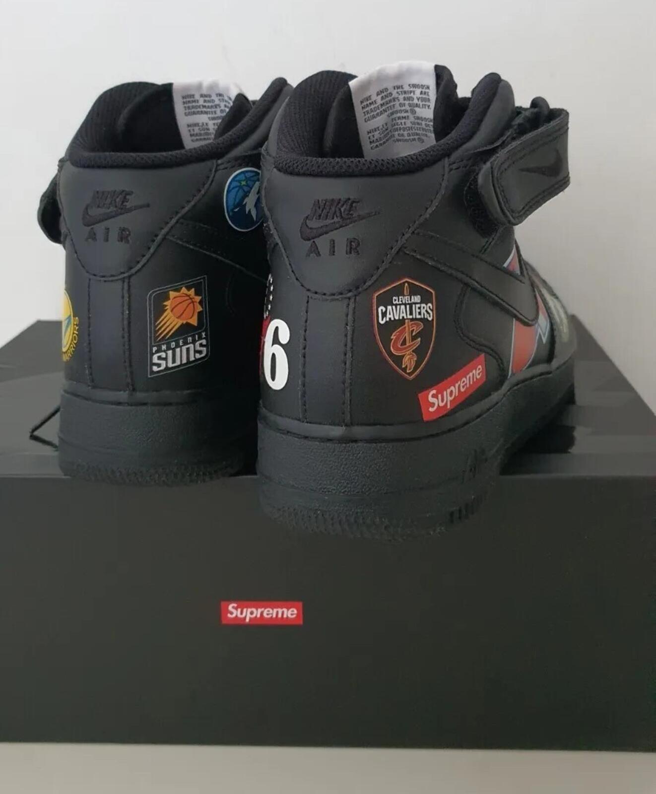SS18 Supreme Nike Air Force 1 Mid Trainers Schwarz Größe US 8 UK 7 EUR 41 lot NBA