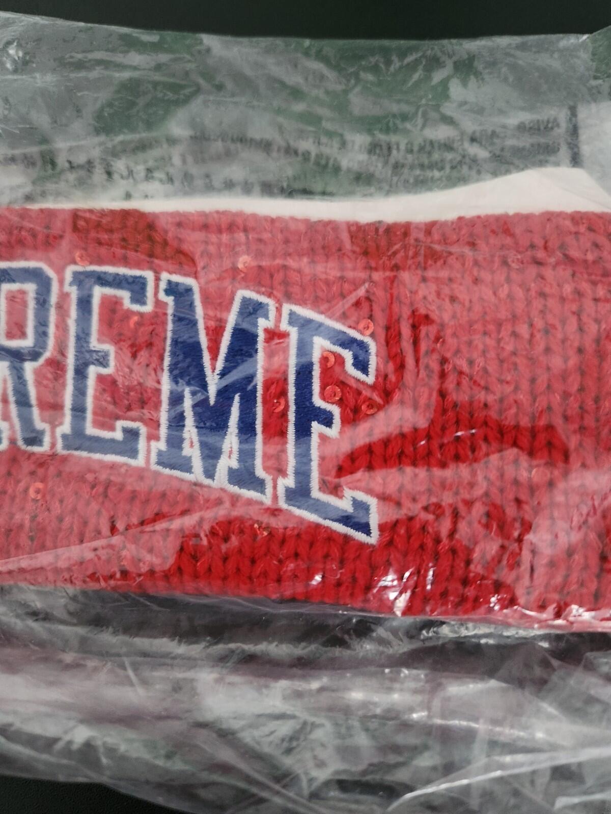 FW18 Supreme New Era Sequin Arc Logo Headband Red