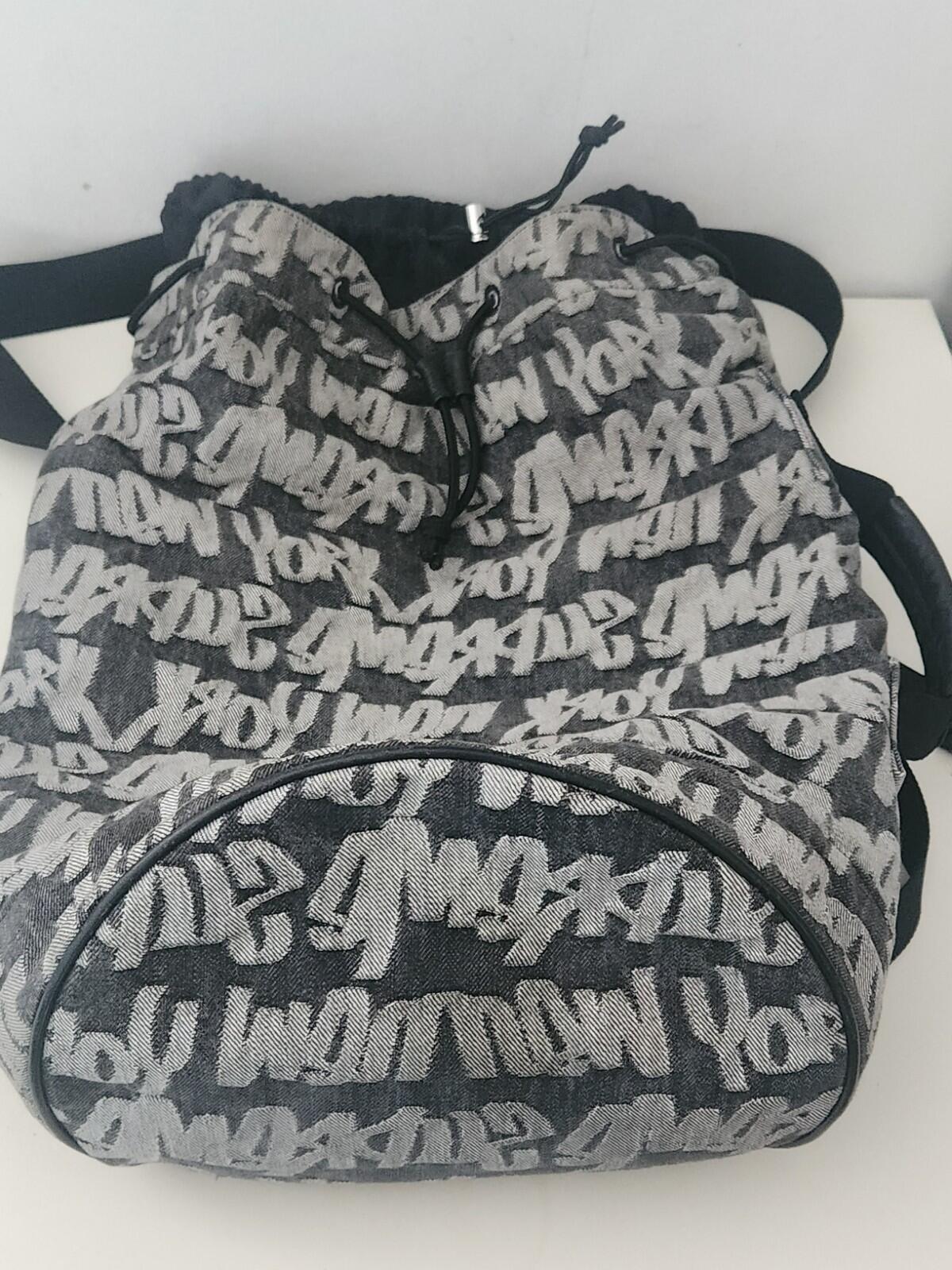SS22 Supreme Fat Tip Jacquard Denim Backpack bag Black Rucksack