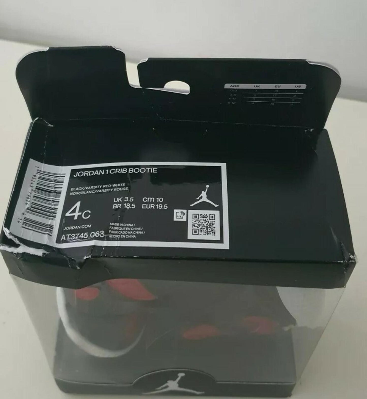 JORDAN 1 Crib Bootie US 4C UK 3.5 EUR 19.5 Baby Bootie Infant nike Bred patent