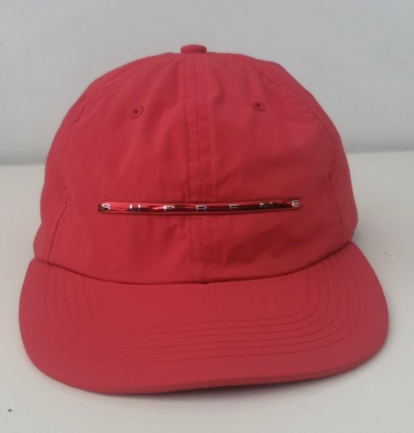 SS17 Supreme Chrome Stripe 6-panel Red cap hat