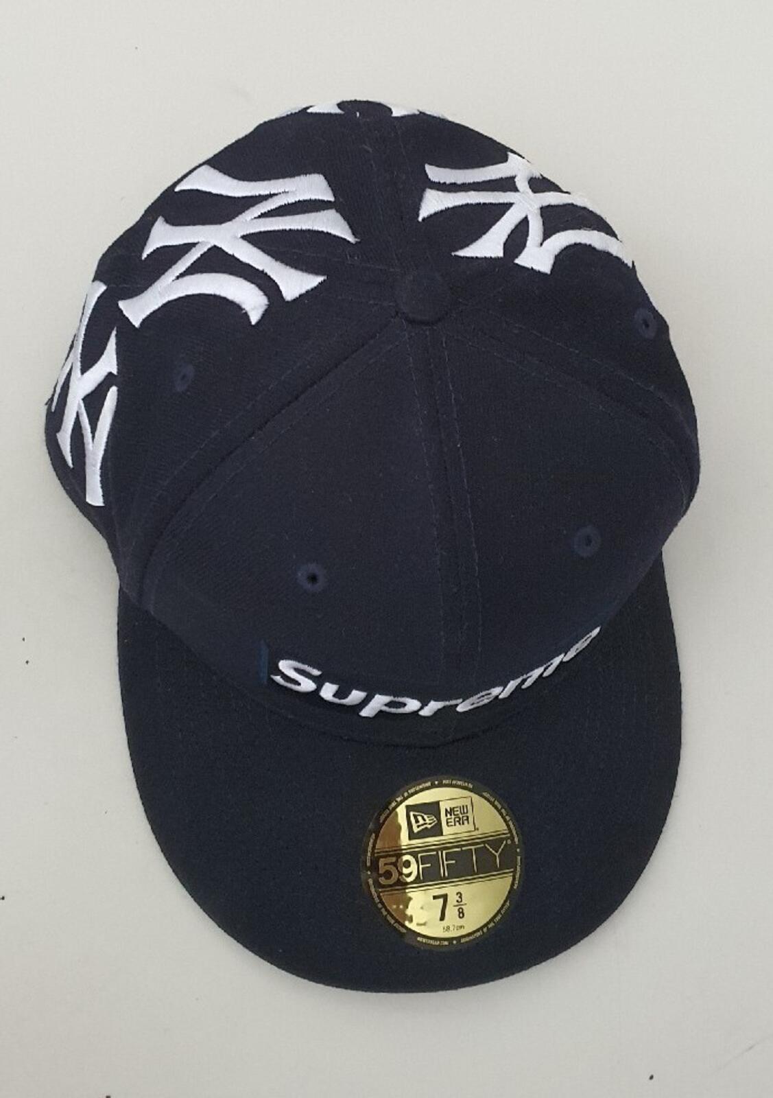 FW21 Supreme New York Yankees Box Logo New Era Navy Size 7 3/8