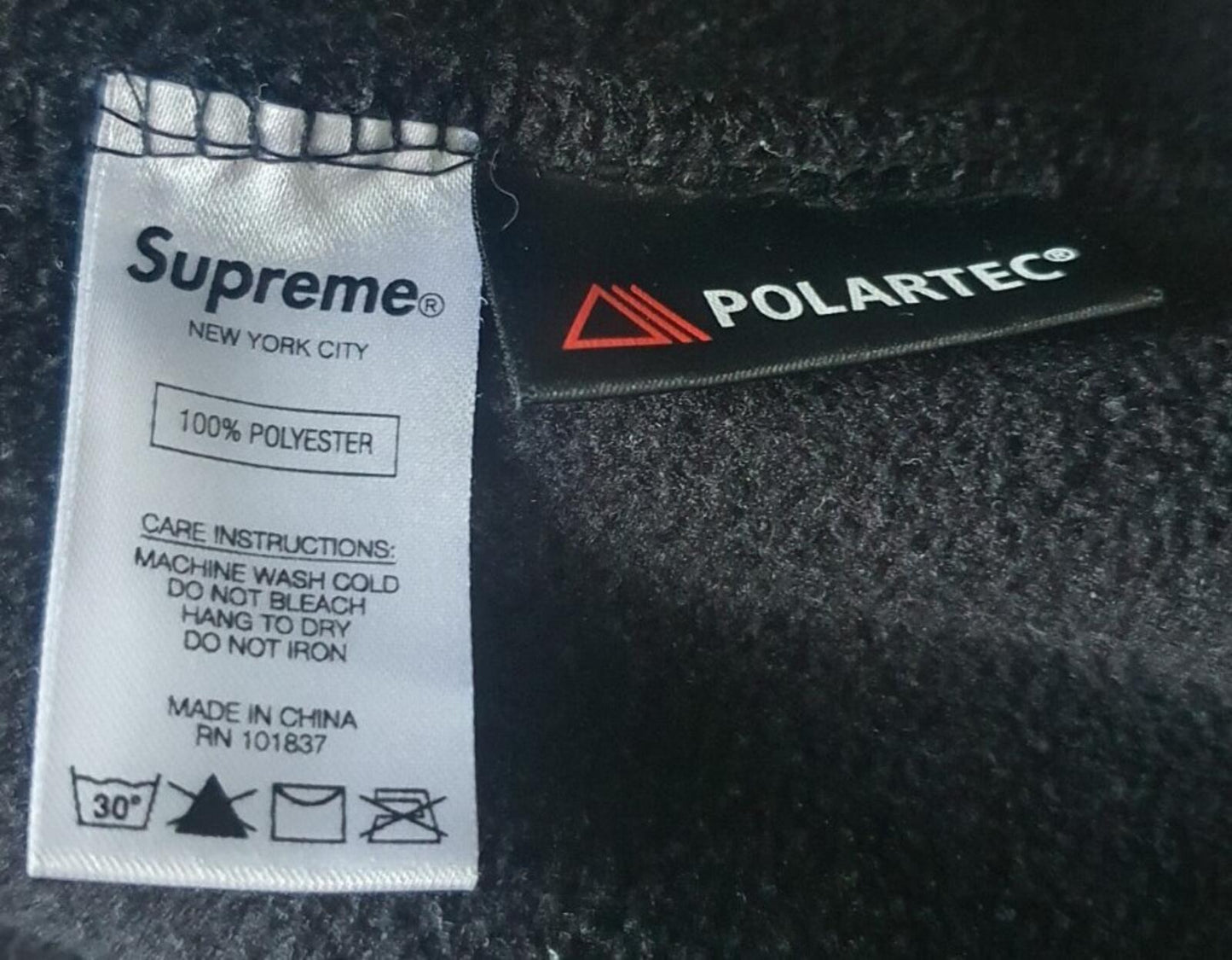 FW19 Supreme Polartec Half Zip Hooded Sweatshirt Black Size M
