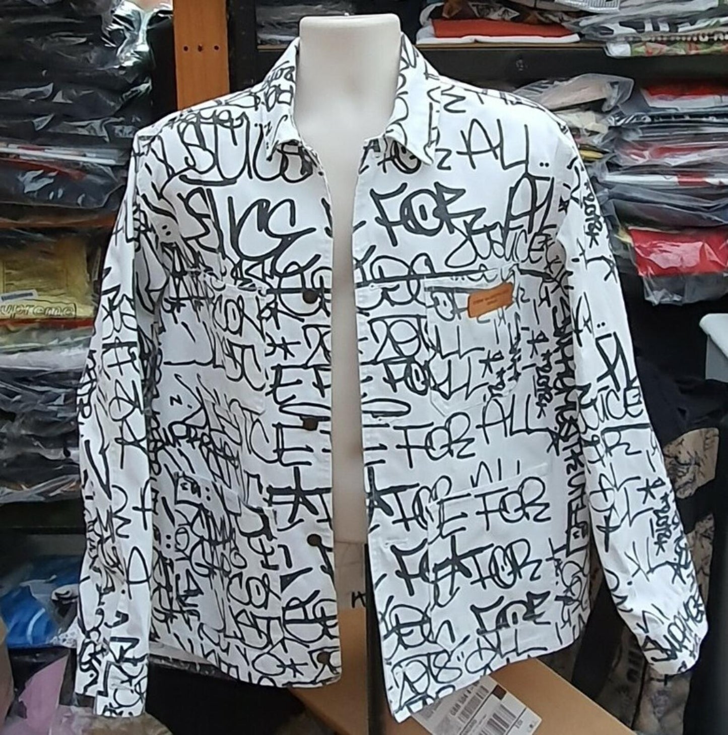 Abrigo de lona estampado FW18 Supreme x Comme Des Garcons Shirt