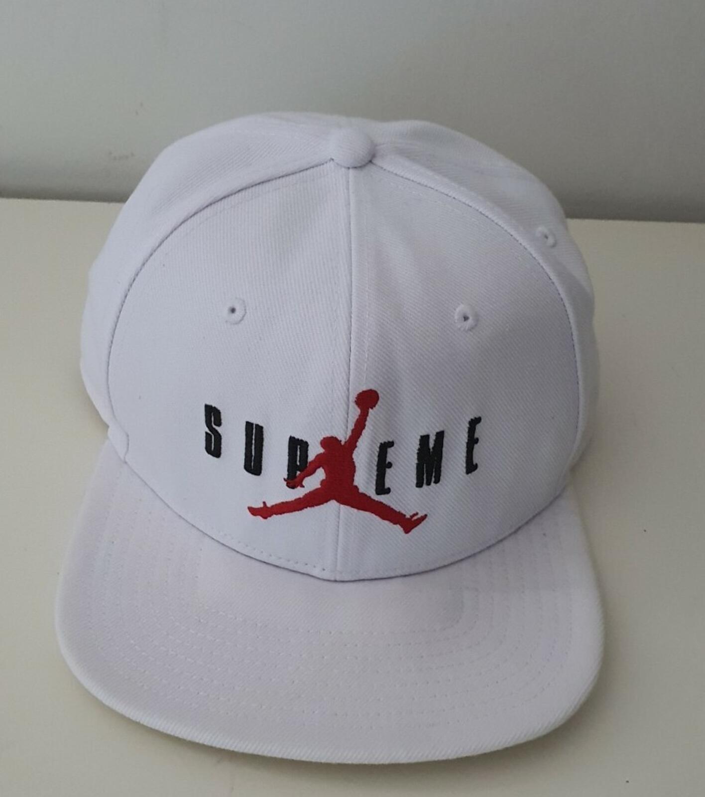 FW15 Supreme x Jordan White 6-Panel Kappe Jumpman Hat Selten 2015