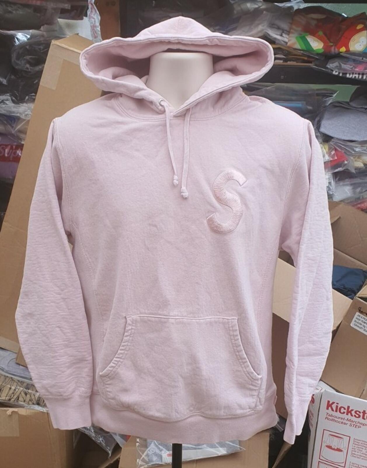 FW17 Supreme Tonal S Logo Hooded Sweatshirt Pink Size M