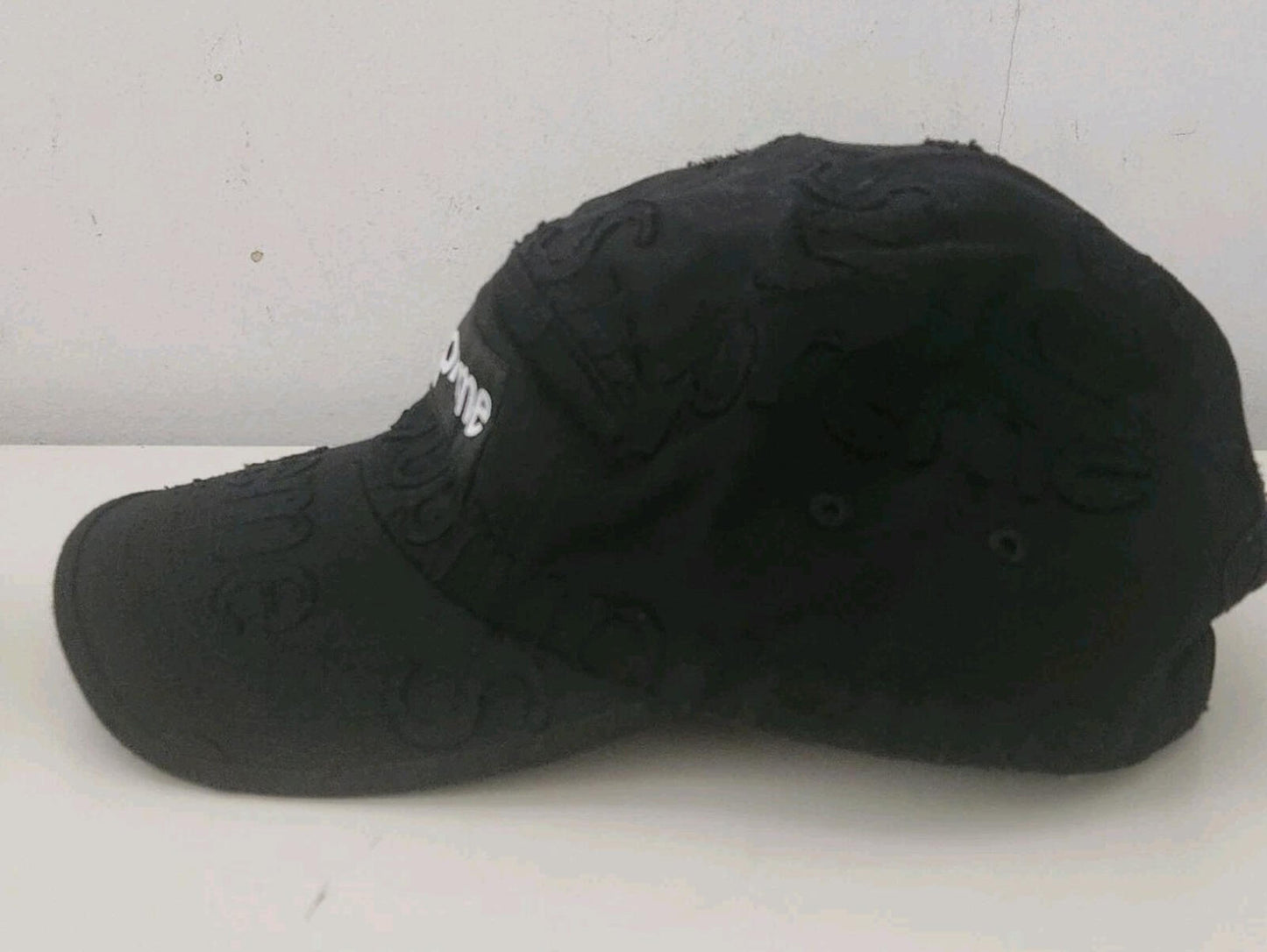 SS23 Supreme Lasered Twill camp cap black hat