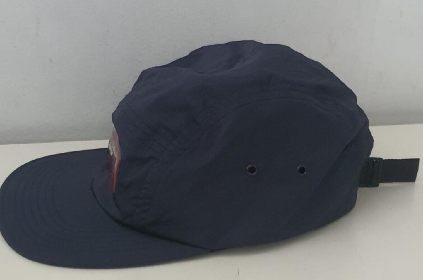 FW17 Supreme Liquid Metal Logo Camp Cap Navy