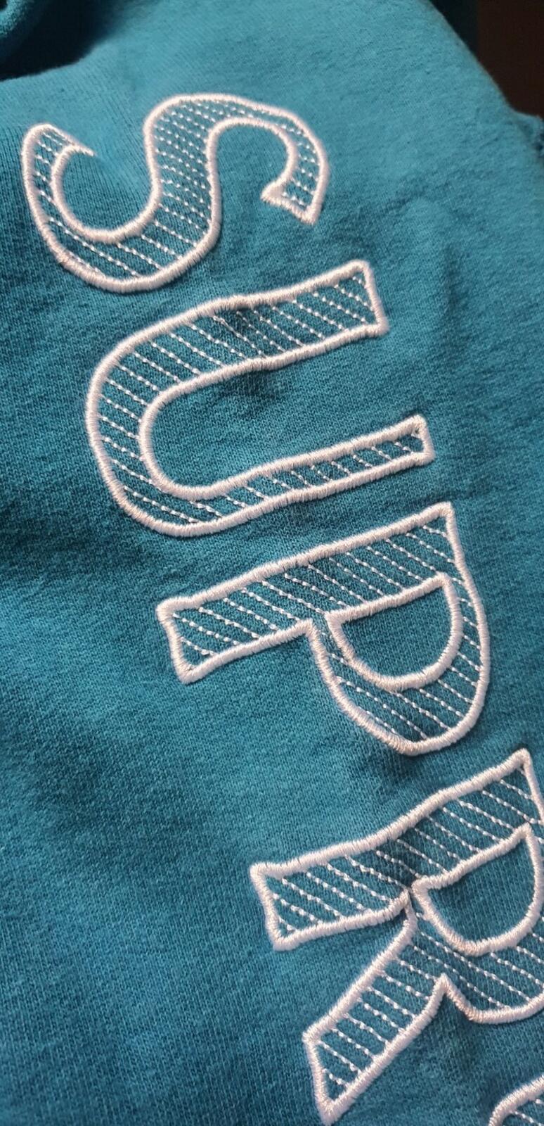 SS18 Supreme Sleeve Embroidery Hooded Sweatshirt Aqua Size M