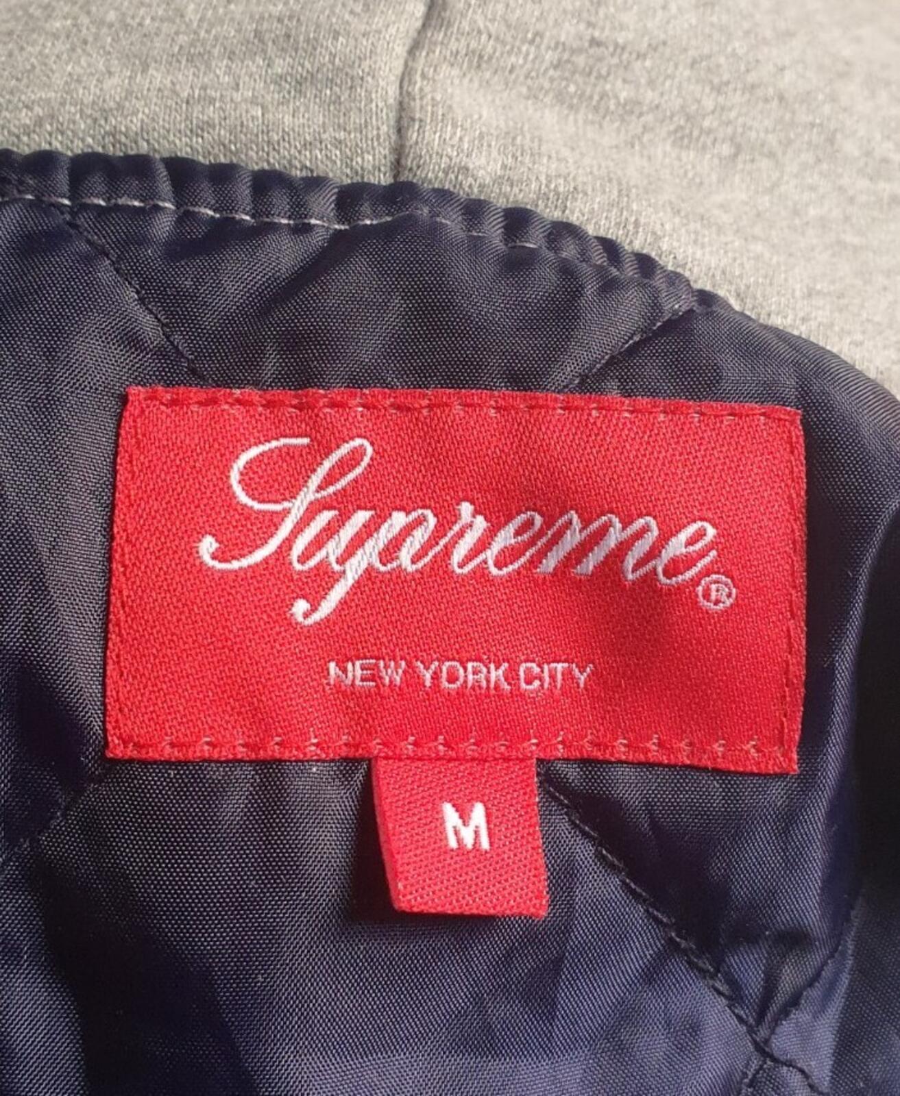 FW22 Supreme Fleece Hooded Denim shirt M medium blue quilted embroidered logo