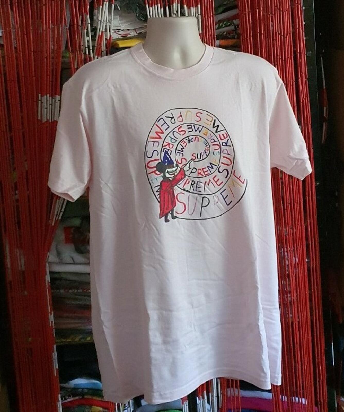 SS17 Supreme Joe Roberts Swirl pale pink Tee size XL T-shirt Mickey Mouse