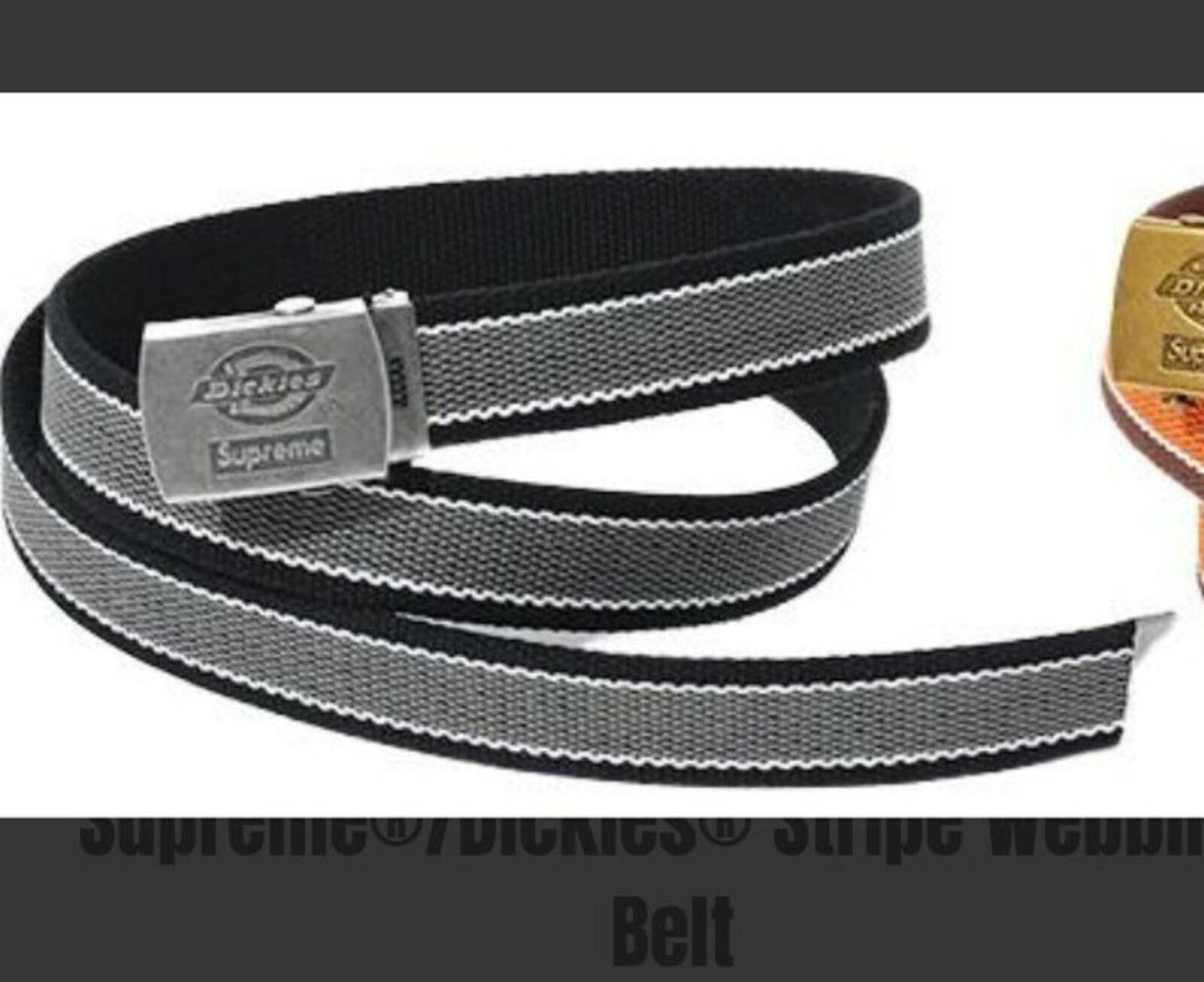 SS22 Supreme ® / Dickies ® Stripe Webbing Belt black New