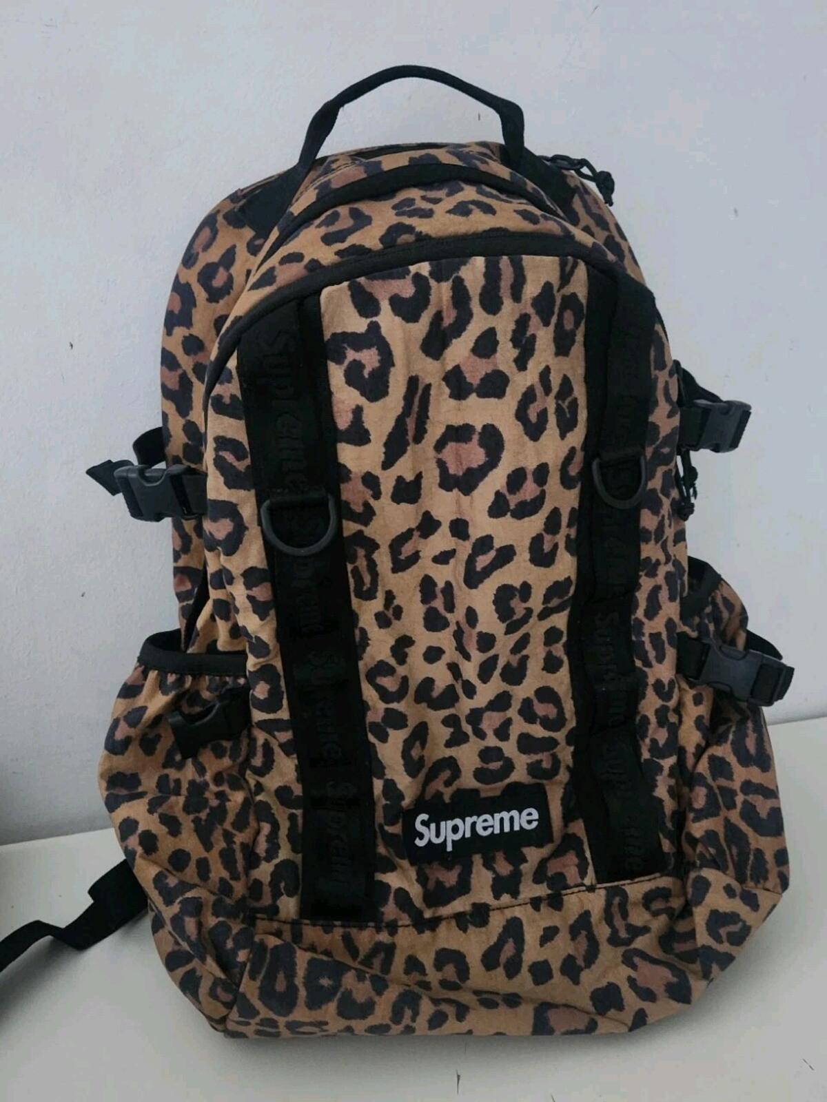 FW20 Supreme Backpack Leopard Bag Water Resistant Nylon Rucksack