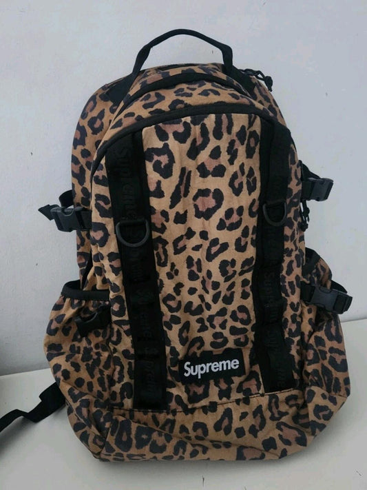 FW20 Supreme Backpack Leopard Bag Water Resistant Nylon Rucksack