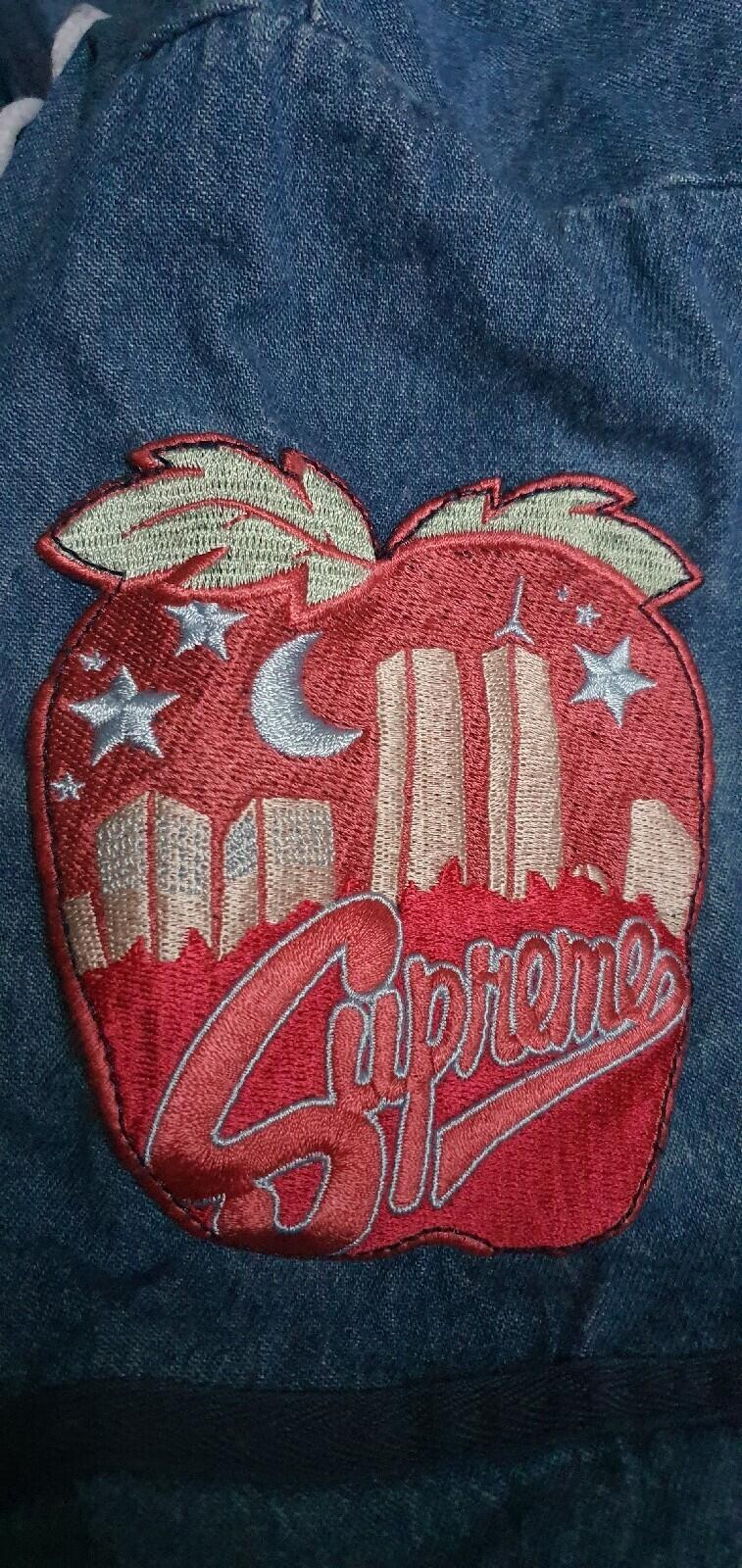 SS21 Supreme Patches Denim Baseball Jersey size S small