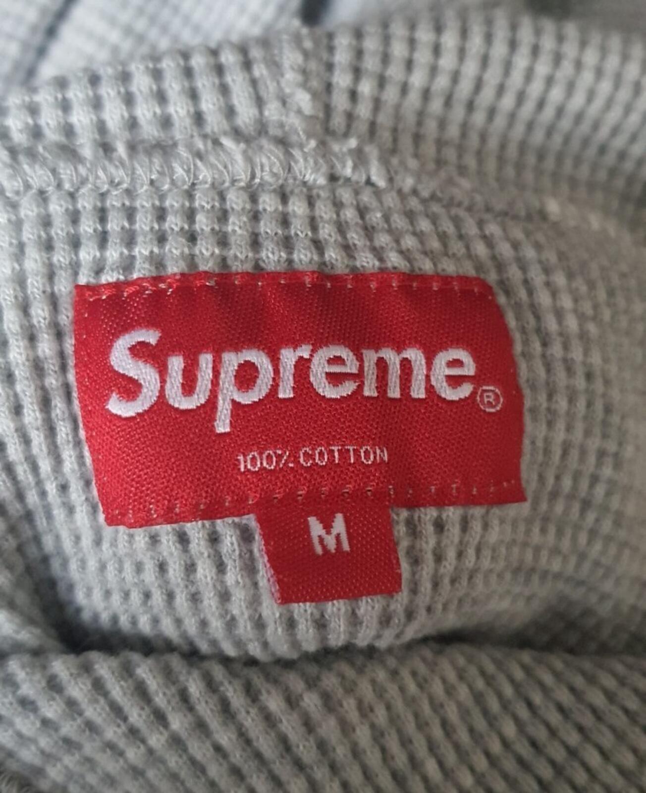 FW16 Supreme Grey hooded thermal waffle size M hoodie medium