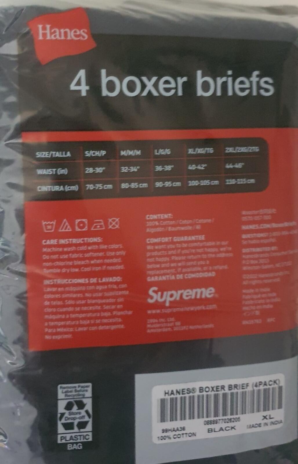 SS24 Supreme Hanes black boxer briefs (4pack) size XL New unopened Underwear