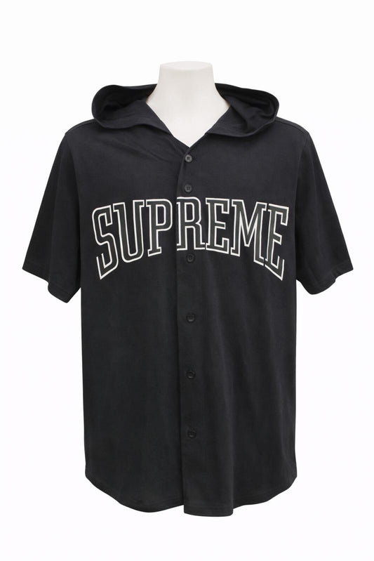 SS16 Supreme Hooded Baseball Top Black Size M