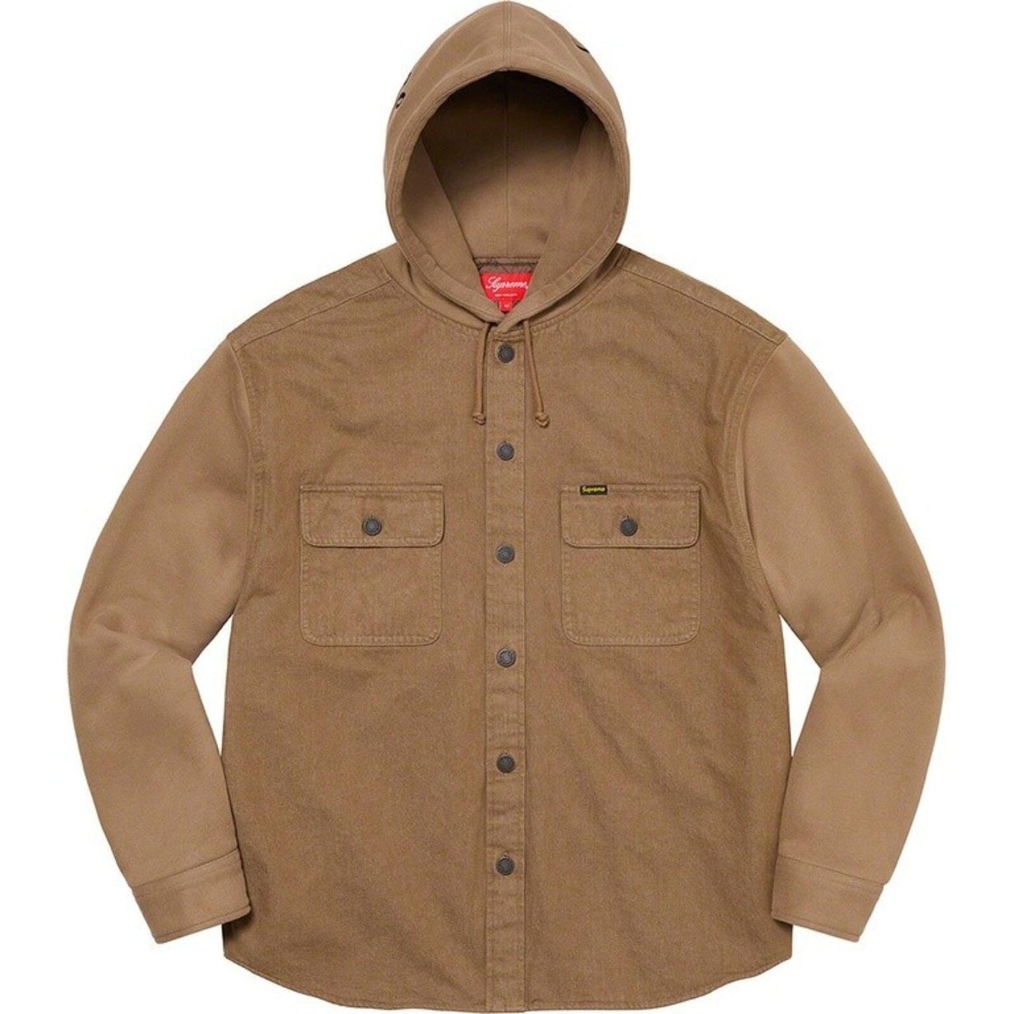 FW22 Supreme Fleece Kapuzen-Denim-Hemd Braun M