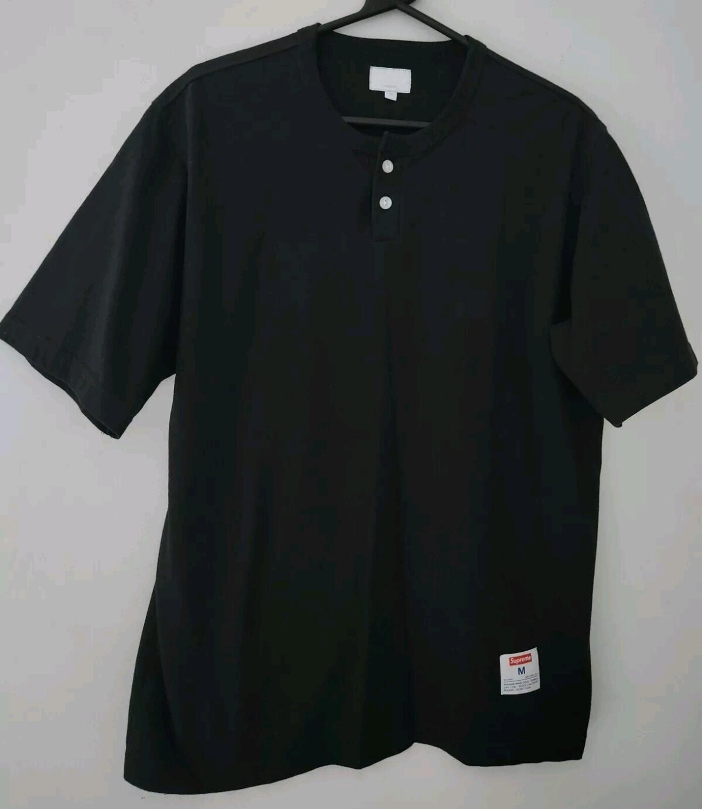 FW17 Supreme 2-Tone S/S Henley Black Tee size M Medium T-shirt