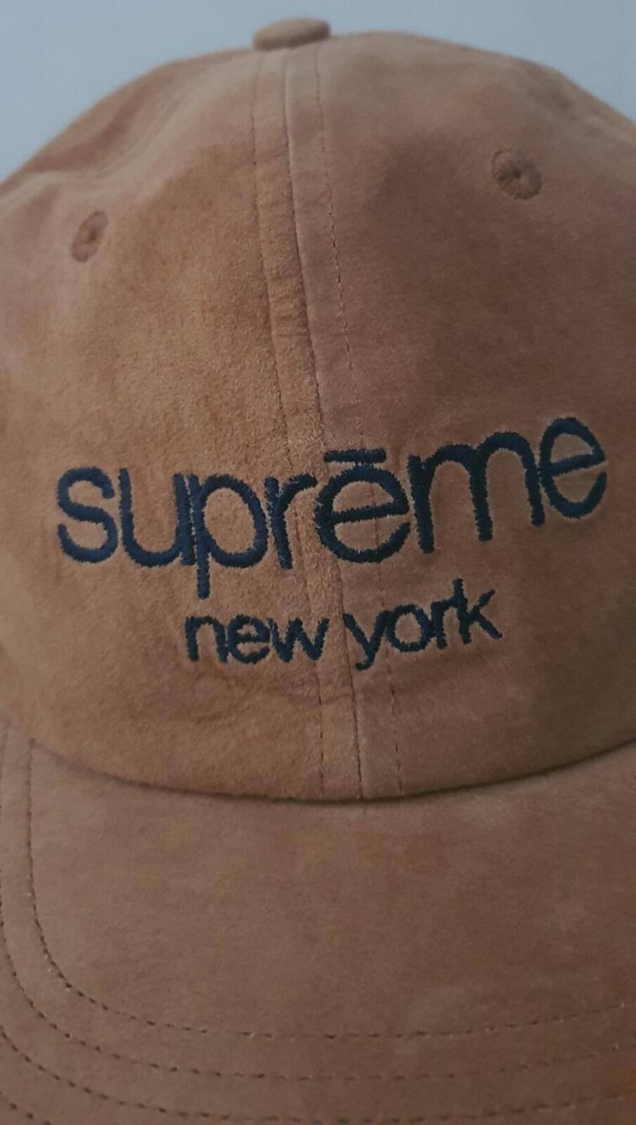 SS16 Supreme Suede Classic Logo 6-panel Cap Tan