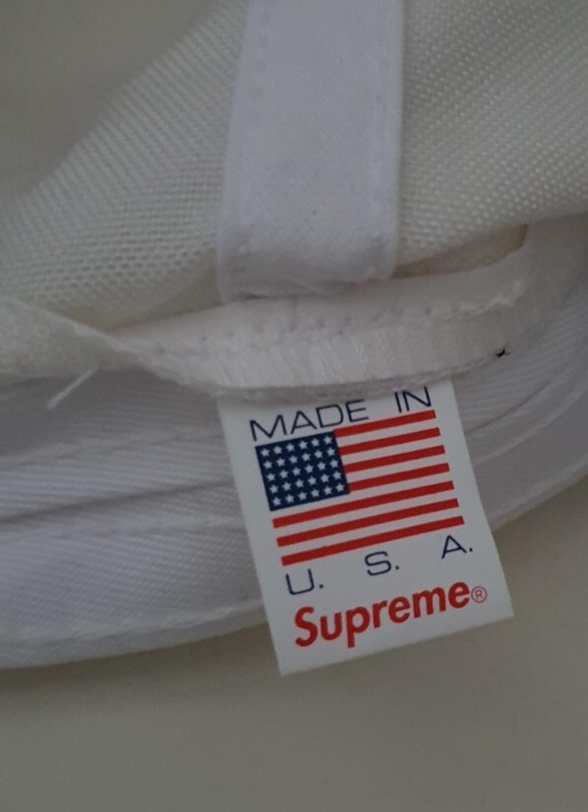 SS19 Supreme Cordura Script logo 6-Panel cap white hat blue