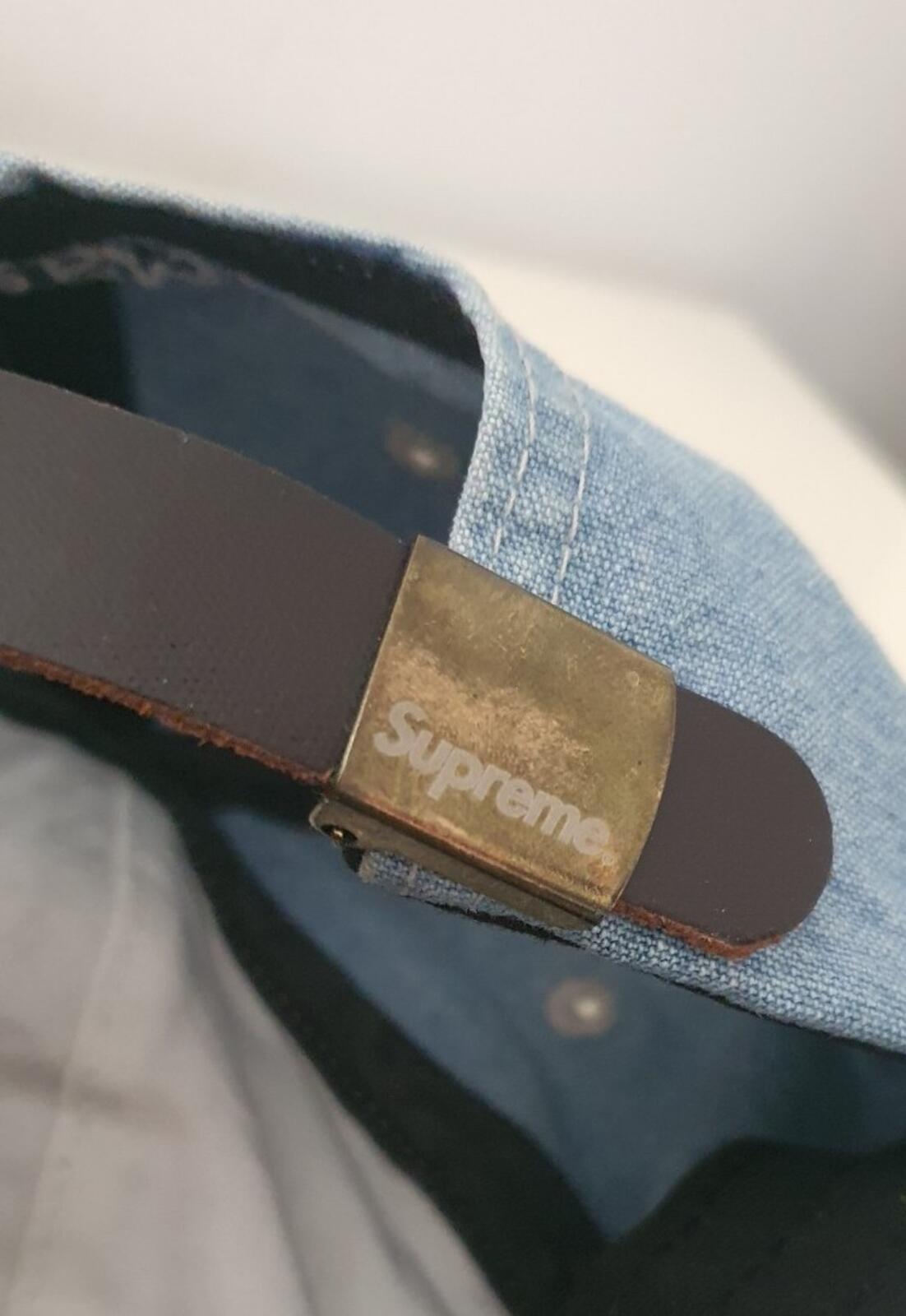 Gorra de 6 paneles SS18 Supreme Washed Chambray S Logo, color azul claro
