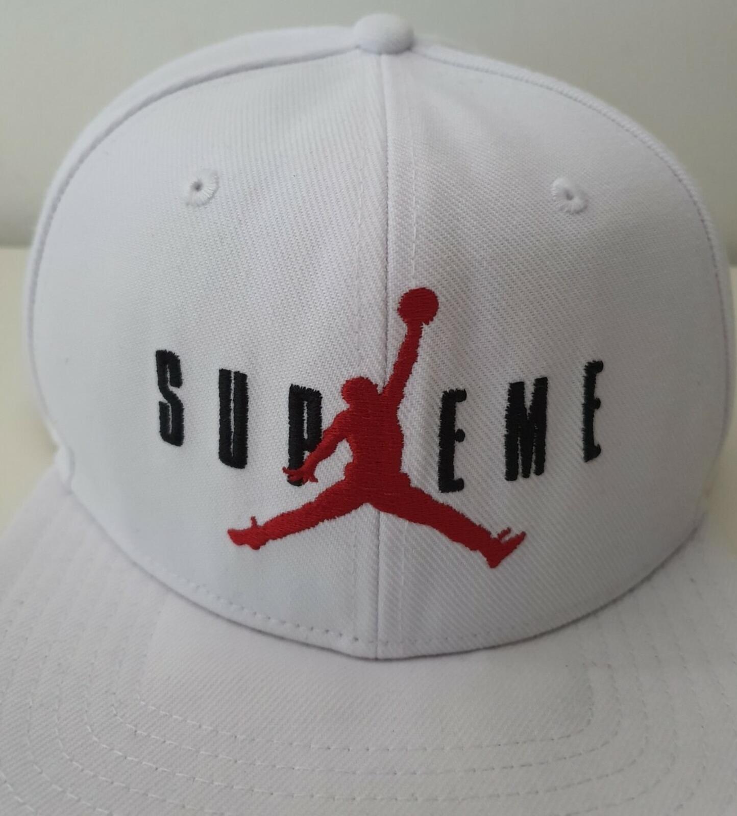 FW15 Supreme x Jordan White 6-Panel Kappe Jumpman Hat Selten 2015