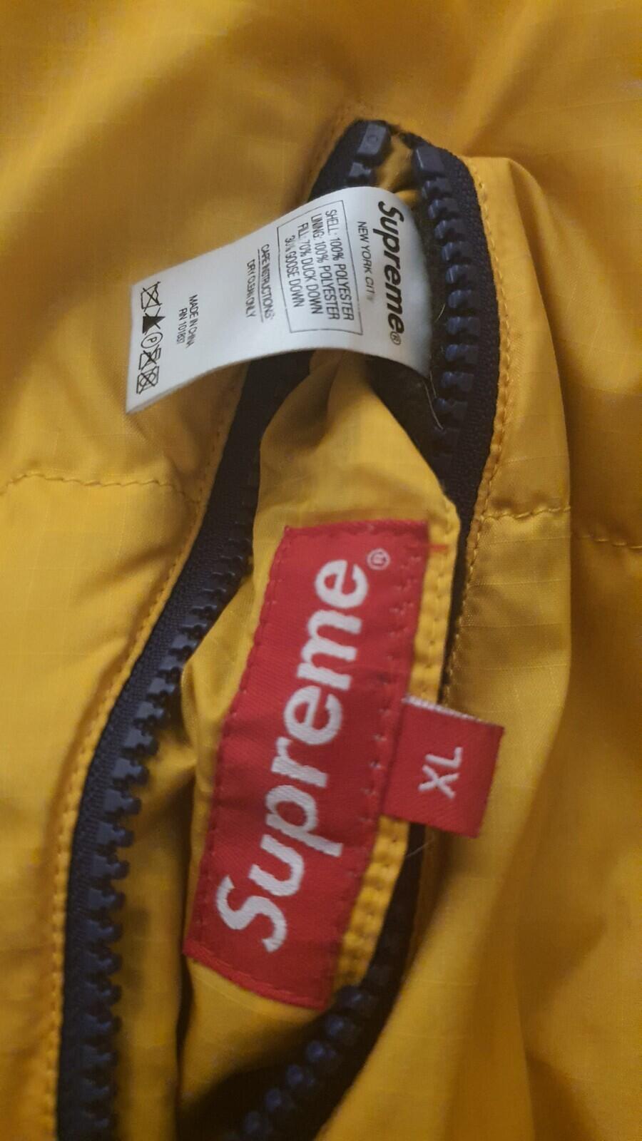FW14 Supreme reversible Puffy Jacket yellow blue XL duck down puffer Vintage