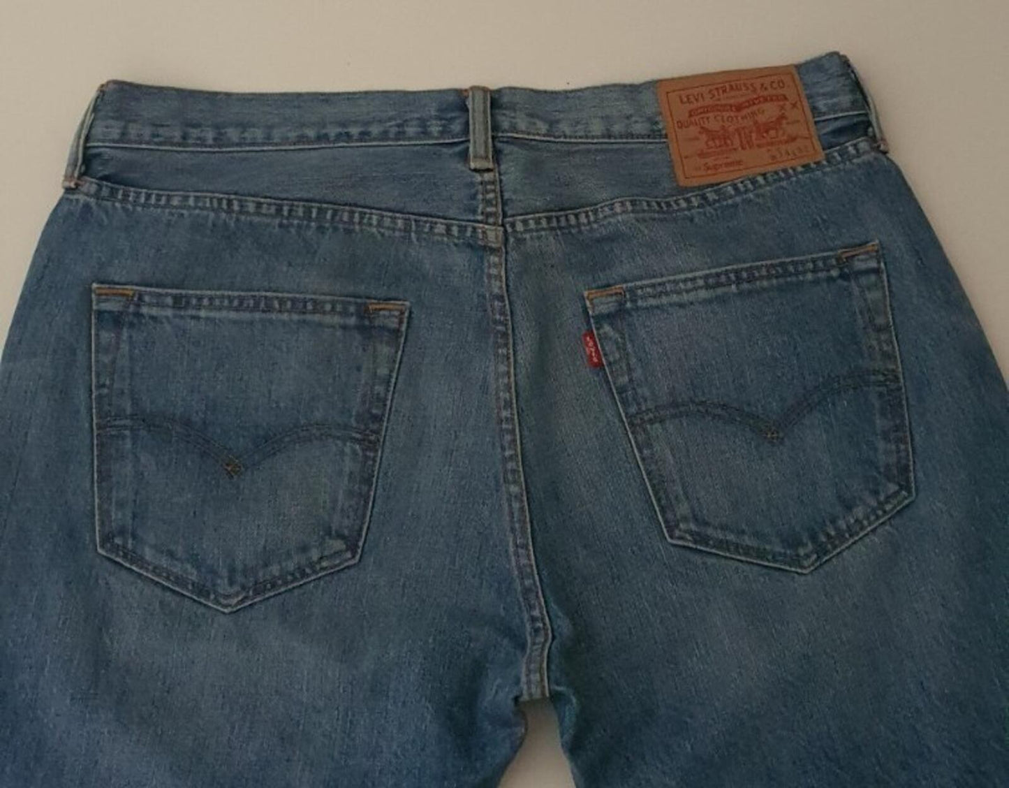 FW14 Supreme Levis Custom Fit 501 jeans 34 W34 L32 Levi's Blue Denim Checker
