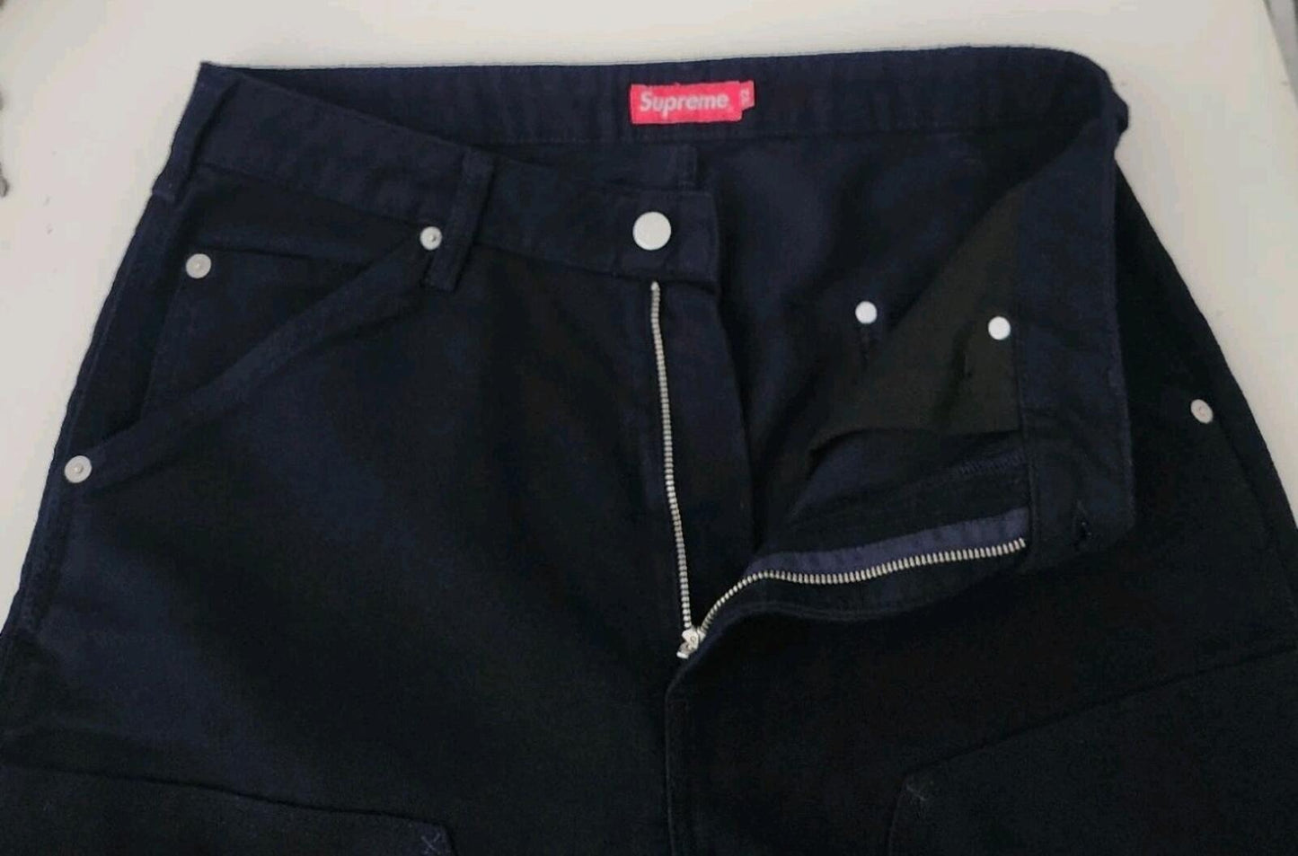 FW22 Supreme Moleskin Double Knee Painter Pant Navy Size M 32 W32 L32