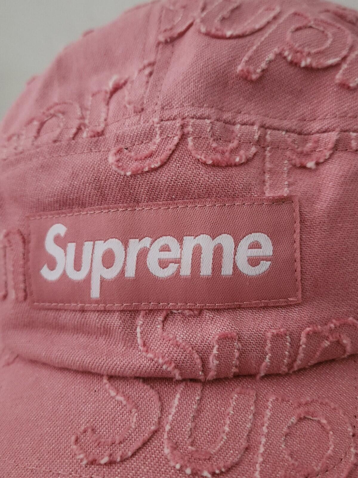 SS24 Supreme Lasered Denim Camp Cap Cotton Hat Pink