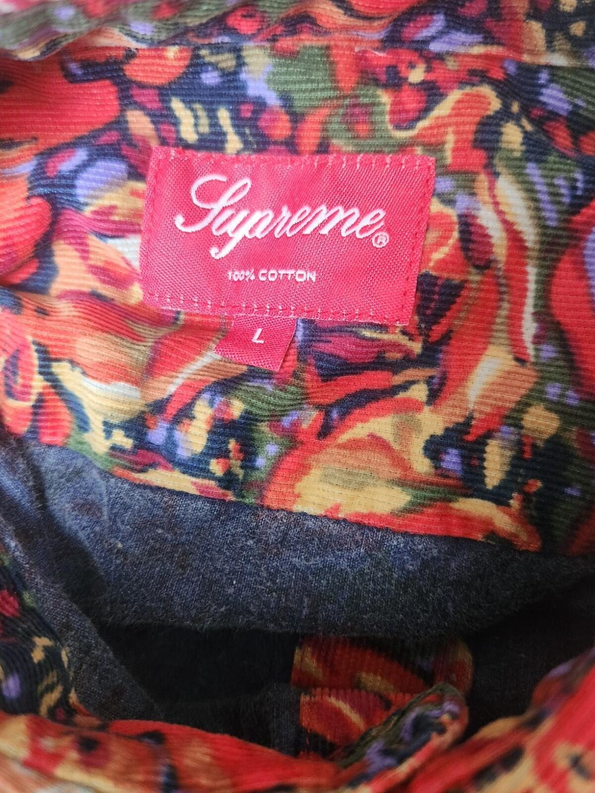 FW18 Supreme Roses Corduroy Shirt Size L Large Button Up Long Sleeve Floral