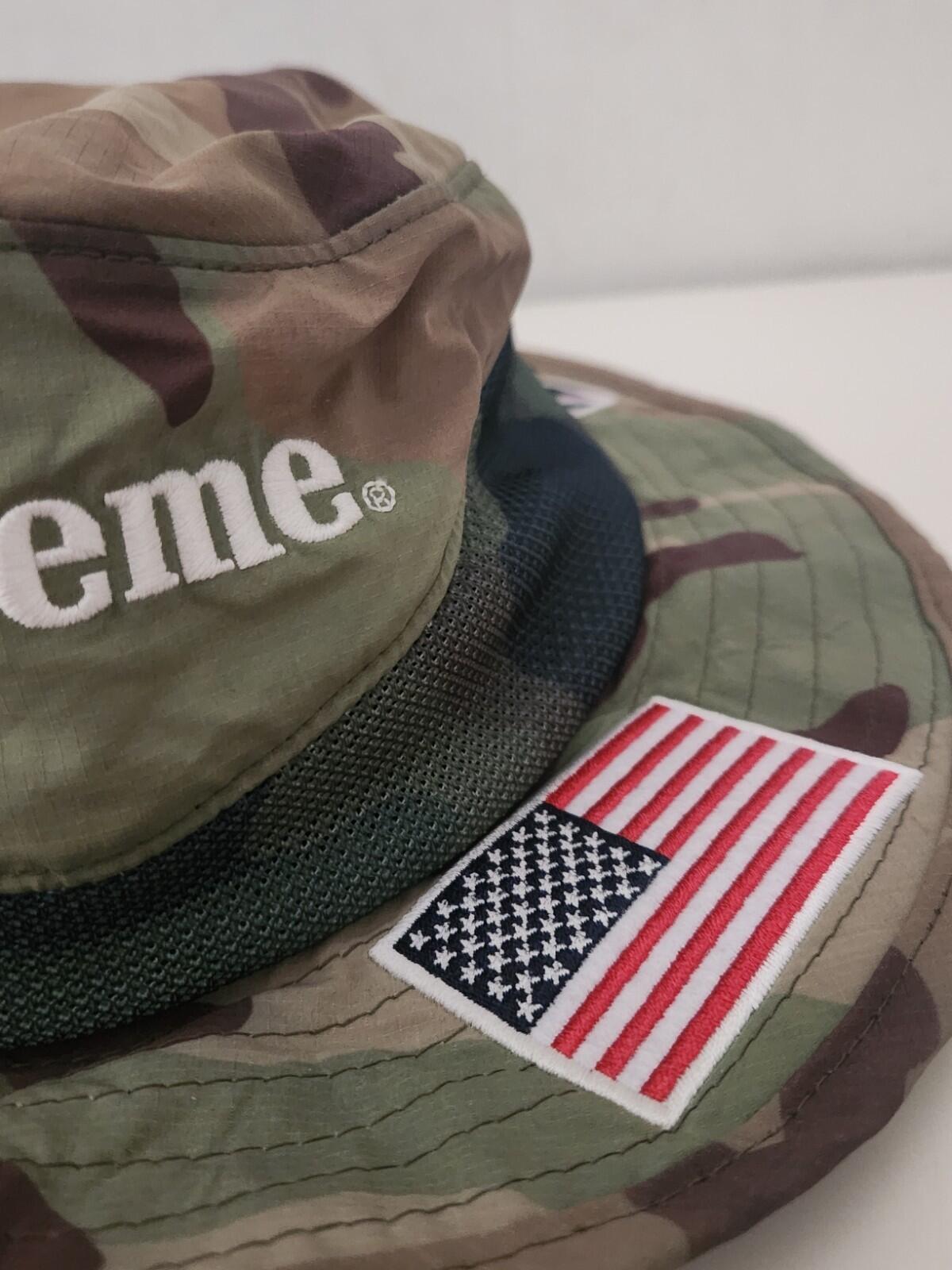 SS20 Supreme Flags Boonie Hat S / M Woodland Camo Wasserabweisend Small / Medium