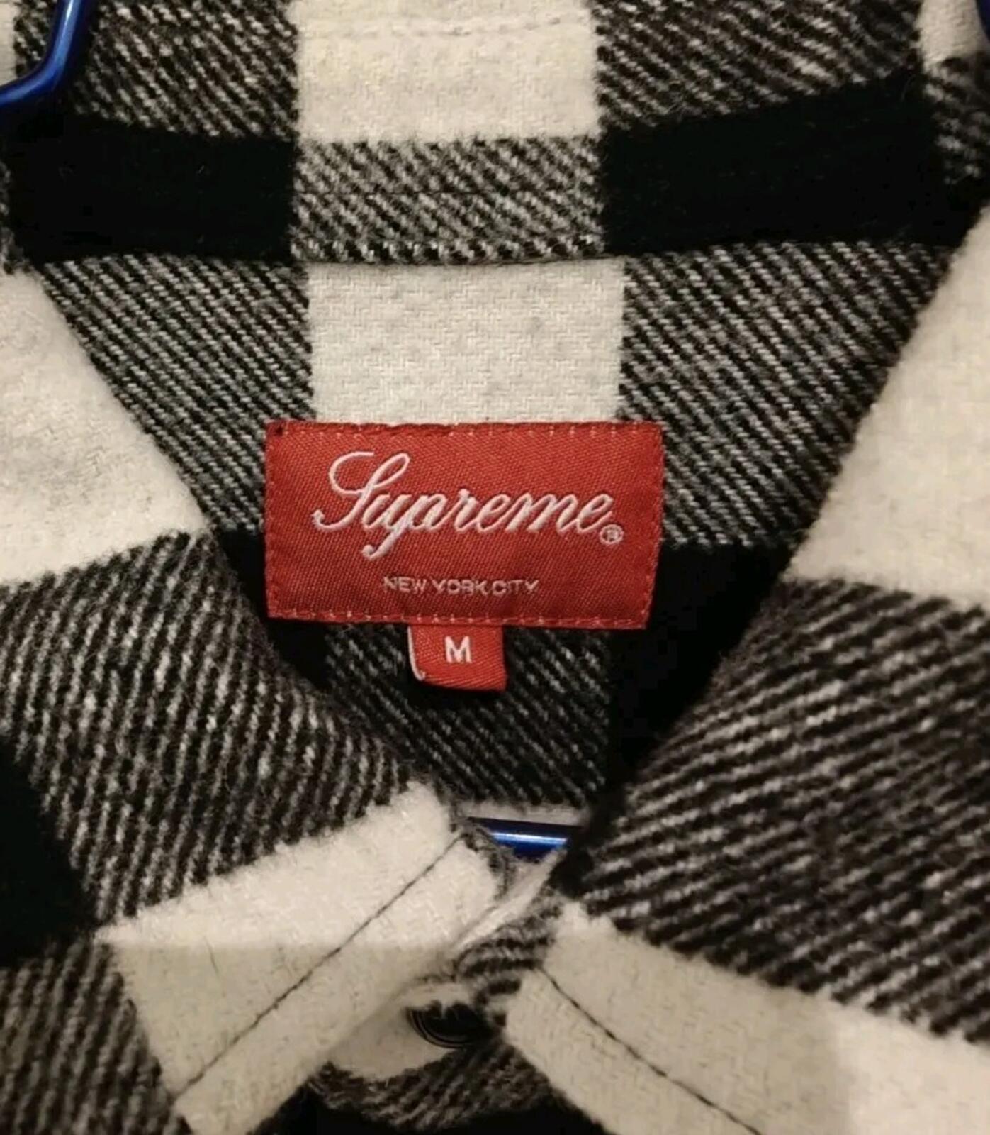 FW19 Supreme 1 - 800 Buffalo Plaid Shirt Black Size M Medium Artwork by AOI