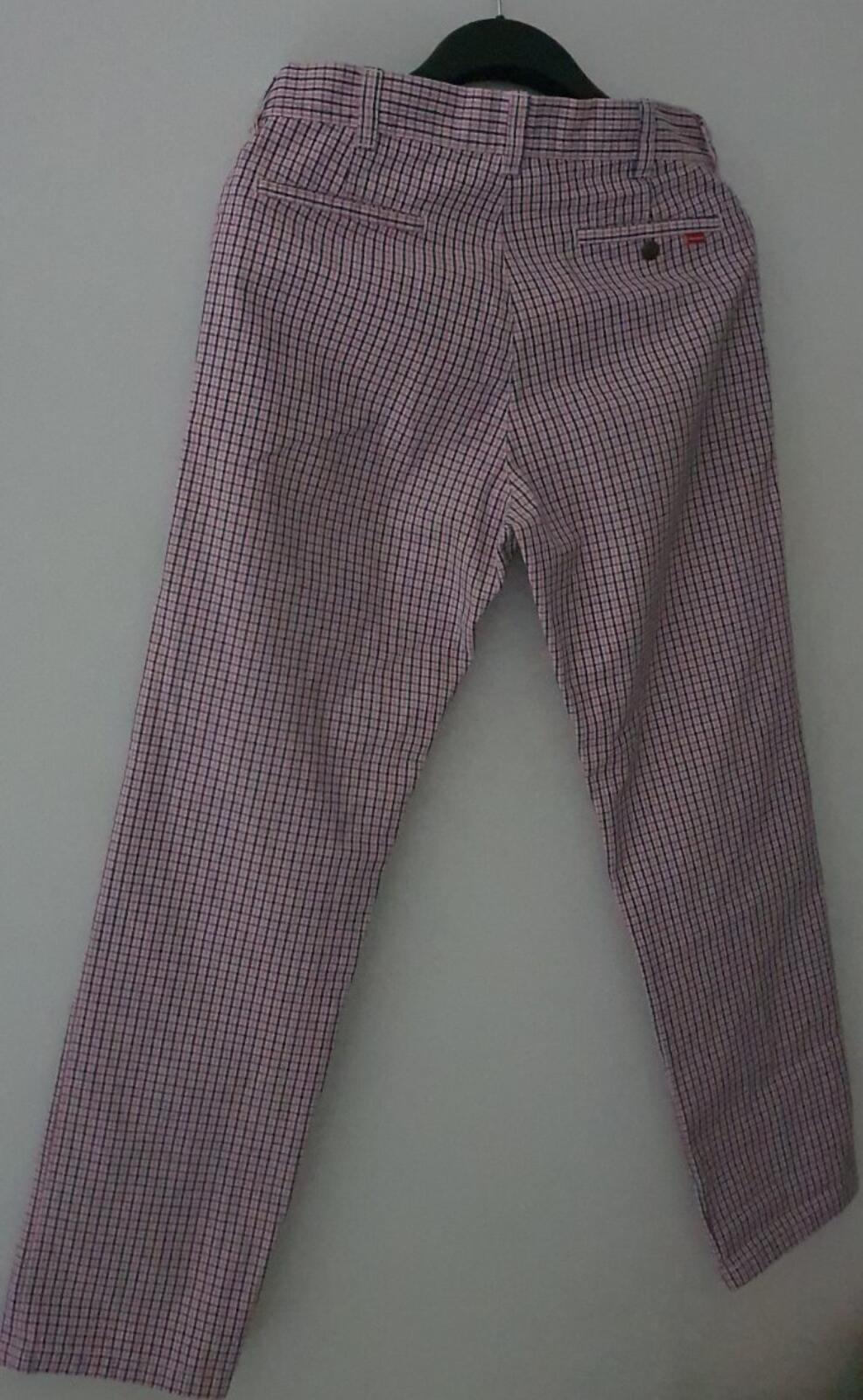 SS16 Supreme Mini Check Work Pant size 34 W34 L32 zip up trousers pants pink